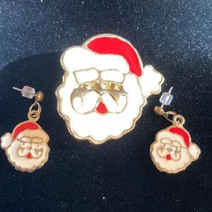 Brooch and earring Santa 🧑‍🎄 set